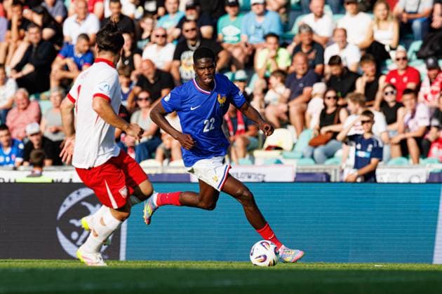Thierno Barry seen during UEFA EURO, EM, Europameisterschaft,Fussball U-21 2025 game between national teams of France and Poland (Maciej Rogowski) Zilina Stadion pod Dubnom Slovakia Copyright: xMaciejxRogowskix francepolandu21-339
