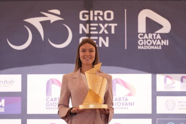 The trophy during the stage 4 of the Giro Next Gen 2025, Manerbio (Bs) Salsomaggiore Terme (Pr), 148 km , Italy - Wednesday, June 18, 2025. - cycling.  Copyright: xGianxMattiaxD Albertox LaPressex