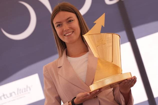 The trophy during the stage 4 of the Giro Next Gen 2025, Manerbio (Bs) Salsomaggiore Terme (Pr), 148 km , Italy - Wednesday, June 18, 2025. - cycling.  Copyright: xGianxMattiaxD Albertox LaPressex