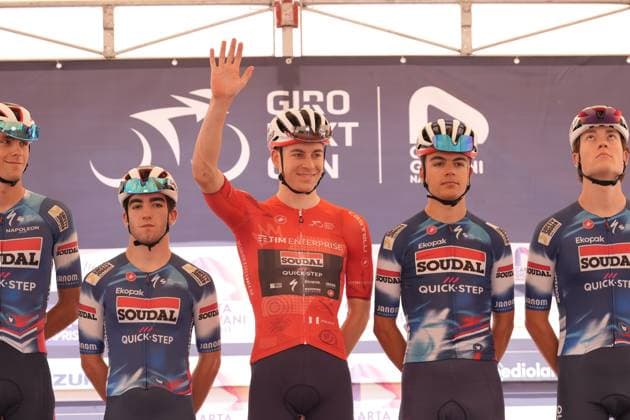 VERVENNE Jonathan SOUDAL QUICK-STEP DEVO TEAM red jersey during the stage 4 of the Giro Next Gen 2025, Manerbio (Bs) Salsomaggiore Terme (Pr), 148 km , Italy - Wednesday, June 18, 2025. - cycling.  Copyright: xGianxMattiaxD Albertox LaPressex