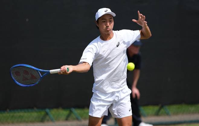 Nottingham Tennis Centre Nottingham, England - Shintaro Mochizuki hits a forehand winner to Tristan Boyer during the match in the Lexus Nottingham Tennis Open, day 4, June 18th 2025. (Paul Bonser SPP) Copyright: xPaulxBonser SPPx spp-en-PaBo-Lexus Nottingham Open 1264