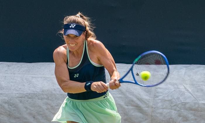 18.06.2025, WTA, Tennis Damen 500, Tennis, Damen, Berlin Tennis Open by Hylo 2025, Berlin, Doppel, 2. Runde, Mirra Andreeva (Russland) Diana Shnaider (Russland) - Timea Babos (Ungarn) Luisa Stefani (Brasilien) Luisa Stefani (Brasilien) Berlin Steffi-Graf-Stadion Berlin Deutschland