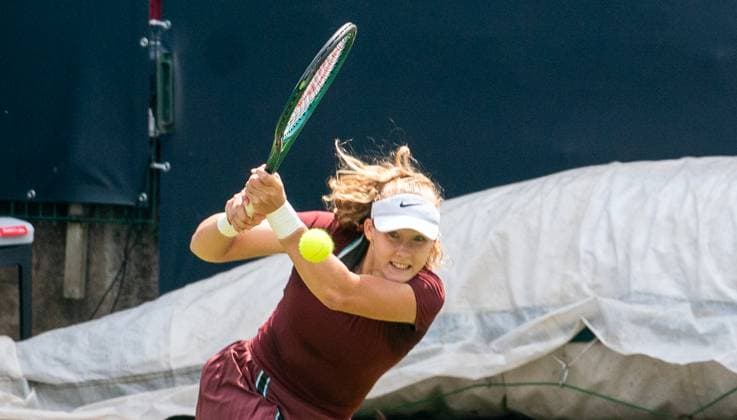 18.06.2025, WTA, Tennis Damen 500, Tennis, Damen, Berlin Tennis Open by Hylo 2025, Berlin, Doppel, 2. Runde, Mirra Andreeva (Russland) Diana Shnaider (Russland) - Timea Babos (Ungarn) Luisa Stefani (Brasilien) Mirra Andreeva (Russland) Berlin Steffi-Graf-Stadion Berlin Deutschland