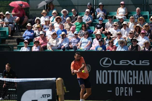 Nottingham Tennis Centre Nottingham, England - Marin Cilic plays a backhand shot to Lloyd Harris during the match in the Lexus Nottingham Tennis Open, day 4, June 18th 2025. (Paul Bonser SPP) Copyright: xPaulxBonser SPPx spp-en-PaBo-Lexus Nottingham Open 3744