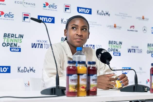 Sport Bilder des Tages 18.06.2025,Berlin Tennis Open by HYLO 2025 WTA, Tennis Damen auf dem Gelände des LTTC Rot-Weiß im Bezirk Wilmersdorf Ortsteil Grunewald.Coco Gauff bei der PK