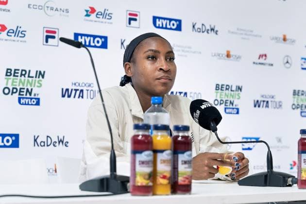 18.06.2025,Berlin Tennis Open by HYLO 2025 WTA, Tennis Damen auf dem Gelände des LTTC Rot-Weiß im Bezirk Wilmersdorf Ortsteil Grunewald.Coco Gauff bei der PK