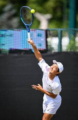 18th June 2025; Lexus Nottingham Tennis Centre, Nottingham, England; Lexus Nottingham Open, Day 3; Shintaro Mochizuki (JPN) serves to Tristan Boyer (USA) in their second round match  ActionPlus12802215 GodfreyxPitt