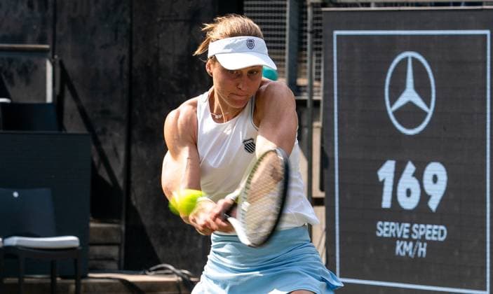 18.06.2025, WTA, Tennis Damen 500, Tennis, Damen, Berlin Tennis Open by Hylo 2025, Berlin, Einzel, 2. Runde, Liudmila Samsonova (Russland) - Jessica Pegula (USA) Liudmila Samsonova (Russland) Berlin Steffi-Graf-Stadion Berlin Deutschland