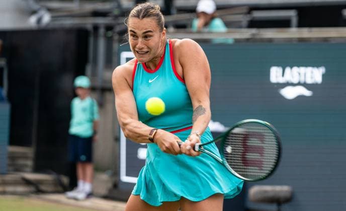 18.06.2025, WTA, Tennis Damen 500, Tennis, Damen, Berlin Tennis Open by Hylo 2025, Berlin, Einzel, 2. Runde, Aryna Sabalenka (Russland) - Rebeka Masarova (Schweiz) Aryna Sabalenka (Russland) Berlin Steffi-Graf-Stadion Berlin Deutschland