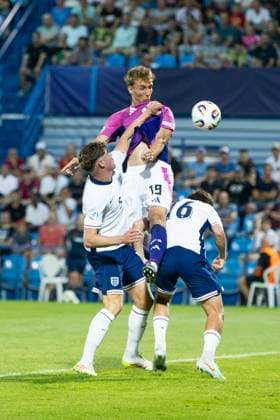 UEFA U21, U 21 Europameisterschaft: Deutschland - England; 18.06.2025 Nelson Weiper (Deutschland, 19) erzielt das Tor zum 2:0 bei der UEFA U21-Europameisterschaft im Spiel Deutschland - England, am 18.06.2025, Stadion pod Zoborom, Nitra, Slowakei Copyright: xBEAUTIFULxSPORTS Meuselx
