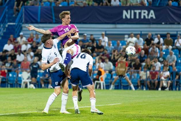 UEFA U21, U 21 Europameisterschaft: Deutschland - England; 18.06.2025 Nelson Weiper (Deutschland, 19) erzielt das Tor zum 2:0 bei der UEFA U21-Europameisterschaft im Spiel Deutschland - England, am 18.06.2025, Stadion pod Zoborom, Nitra, Slowakei Copyright: xBEAUTIFULxSPORTS Meuselx