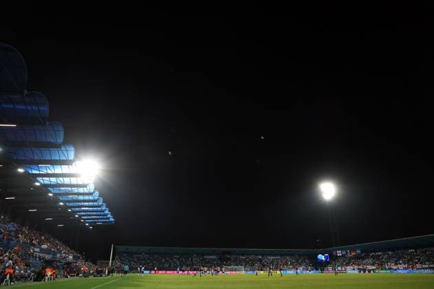 Players leave the field for half time as floodlight failure leads to an abrupt finish to the first half England U21, U 21 v Germany U21, UEFA Under 21 European Championship, EM, Europameisterschaft 2025, Group B, Football, Nitra Stadium, Nitra, Slovakia - 18 Jun 2025 EDITORIAL USE ONLY No use with unauthorised audio, video, data, fixture lists, club league logos or live services. Online in-match use limited to 120 images, no video emulation. No use in betting, games or single club league player publications. Copyright: xNikolaxKrstic Shutterstockx 15363358cn
