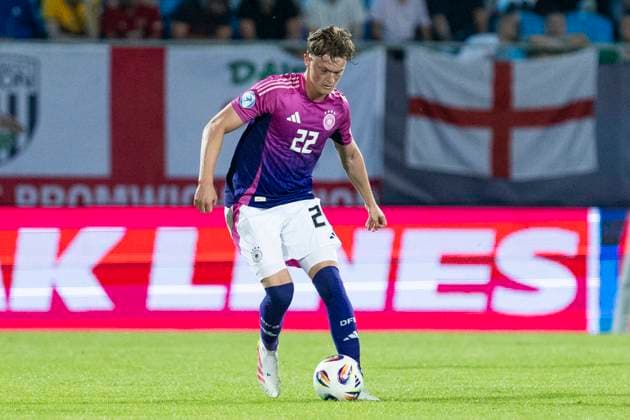 UEFA U21, U 21 Europameisterschaft: Deutschland - England; 18.06.2025 Paul Wanner (Deutschland, 22) bei der UEFA U21-Europameisterschaft im Spiel Deutschland - England, am 18.06.2025, Stadion pod Zoborom, Nitra, Slowakei Copyright: xBEAUTIFULxSPORTS Meuselx