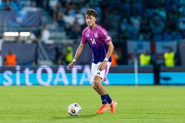 UEFA U21, U 21 Europameisterschaft: Deutschland - England; 18.06.2025 Tim Oermann (Deutschland, 14) bei der UEFA U21-Europameisterschaft im Spiel Deutschland - England, am 18.06.2025, Stadion pod Zoborom, Nitra, Slowakei Copyright: xBEAUTIFULxSPORTS Meuselx