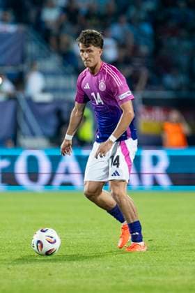 UEFA U21, U 21 Europameisterschaft: Deutschland - England; 18.06.2025 Tim Oermann (Deutschland, 14) bei der UEFA U21-Europameisterschaft im Spiel Deutschland - England, am 18.06.2025, Stadion pod Zoborom, Nitra, Slowakei Copyright: xBEAUTIFULxSPORTS Meuselx