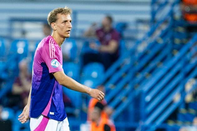UEFA U21, U 21 Europameisterschaft: Deutschland - England; 18.06.2025 Nelson Weiper (Deutschland, 19) bei der UEFA U21-Europameisterschaft im Spiel Deutschland - England, am 18.06.2025, Stadion pod Zoborom, Nitra, Slowakei Copyright: xBEAUTIFULxSPORTS Meuselx
