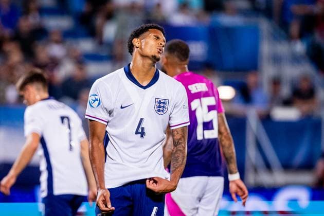 ENGLAND U21, U 21 - GERMANY U21 Jarell Quansah of England during the UEFA European Under-21 Championship 2025 Group B football match between England U21 and Germany U21. Stadium Nitra Arena, Nitra, Slovakia, June 18, 2025. Photo by Branislav Racko Copyright: xx 080A9501