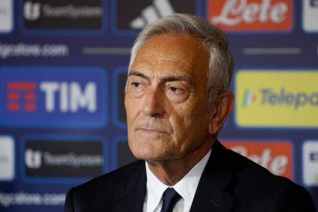 June 19, 2025, Rome, ITALY: President of the FIGC Gabriele Gravina attend a press conference, PK, Pressekonferenz during Gattuso s official presentation, Rome, Italy, 19 June 2025. ANSA FABIO FRUSTACI. Gennaro Gattuso Presented As New Italy Head Coach  - ZUMAa110 20250619_zaf_a110_020 Copyright: xFabioxFrustacix