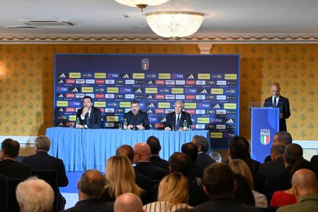 during the press conference, PK, Pressekonferenz to present Technical Commissioner Gennaro Gattuso at the Hotel Parco dei Principi Rome, Italy - Thursday 19 June 2025. Sports - Football.  Copyright: xFabrizioxCorradetti LaPressex