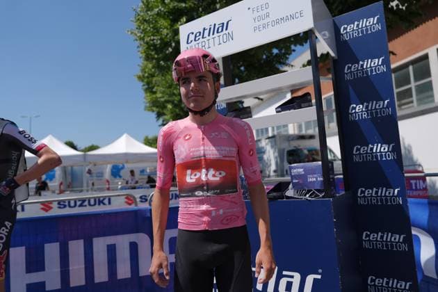 Widar Jarno of Lotto Development Team pink jersey during the stage 5 of the Giro Next Gen 2025, Fiorenzuola d™Arda (Pc) Gavi (Al) 153 km, Italy - Thursday, June 19, 2025. - cycling.  Copyright: xGianxMattiaxD Alberto LaPressex