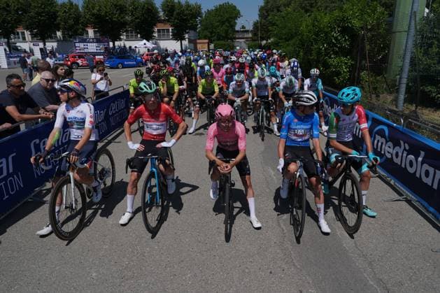 The start of the race of stage 5 of the Giro Next Gen 2025, Fiorenzuola d™Arda (Pc) Gavi (Al) 153 km, Italy - Thursday, June 19, 2025. - cycling.  Copyright: xGianxMattiaxD Alberto LaPressex