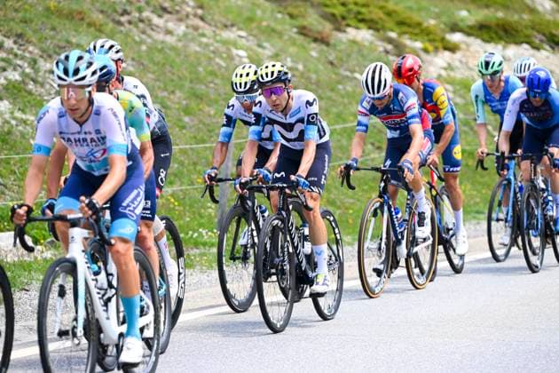 Tour de Suisse 2025 Stage 5 SANTA MARIA IN CALANCA, SWITZERLAND - JUNE 19 : Rider of Movistar in the escape pack during stage 5 of the 88th edition of Tour de Suisse an UCI World Tour 2.UWT cycling road race stage for Men Elite of 183.6 km with start in La Punt and finish in Santa Maria in Calanca on June 19, 2025 in Santa Maria in Calanca, Switzerland, 19 06 2025 ( Motordriver Kenny Verfaillie - Santa Maria in Calanca Switzerland  Copyright: xVincentxKalutx