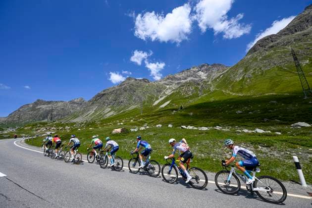 Sport Bilder des Tages Tour de Suisse 2025 Stage 5 SANTA MARIA IN CALANCA, SWITZERLAND - JUNE 19 : Illustration picture during stage 5 of the 88th edition of Tour de Suisse an UCI World Tour 2.UWT cycling road race stage for Men Elite of 183.6 km with start in La Punt and finish in Santa Maria in Calanca on June 19, 2025 in Santa Maria in Calanca, Switzerland, 19 06 2025 ( Motordriver Kenny Verfaillie - Santa Maria in Calanca Switzerland  Copyright: xVincentxKalutx