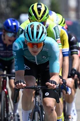 Baloise Belgium Tour 2025 Stage 2 PUTTE, BELGIUM - JUNE 19 : Maas Marijn (NED) of BEAT Cycling Club leading the escape pack during stage 2 of the 94th edition of Baloise Tour of Belgium an UCI ProSeries 2.Pro cycling road race stage for Men Elite of 194.6 km with start in Beringen and finish in Putte on June 19, 2025 in Putte, Belgium, 19 06 2025 ( Motordriver Guy De Vuyst - Putte Belgium  Copyright: xNicoxVereeckenx