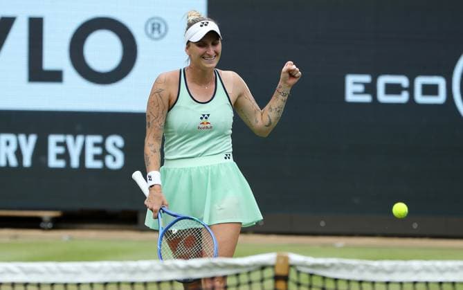 Marketa Vondrousova (CZE) jubelt im Steffi Graf Stadion HYLO Berlin Tennis Open Damen auf Rasen 19.06.2025