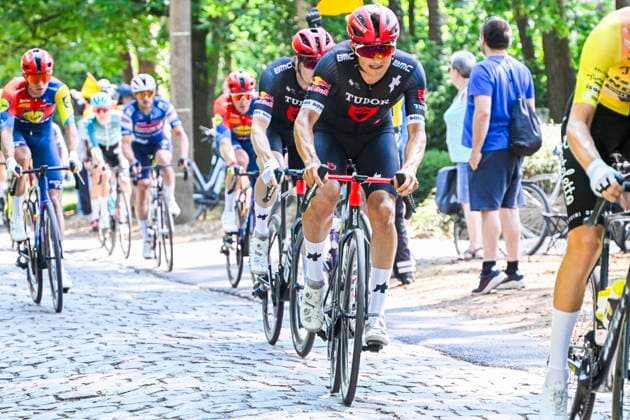 Baloise Belgium Tour 2025 Stage 2 PUTTE, BELGIUM - JUNE 19 : Rider of Tudor during stage 2 of the 94th edition of Baloise Tour of Belgium an UCI ProSeries 2.Pro cycling road race stage for Men Elite of 194.6 km with start in Beringen and finish in Putte on June 19, 2025 in Putte, Belgium, 19 06 2025 ( Motordriver Guy De Vuyst - Putte Belgium  Copyright: xNicoxVereeckenx