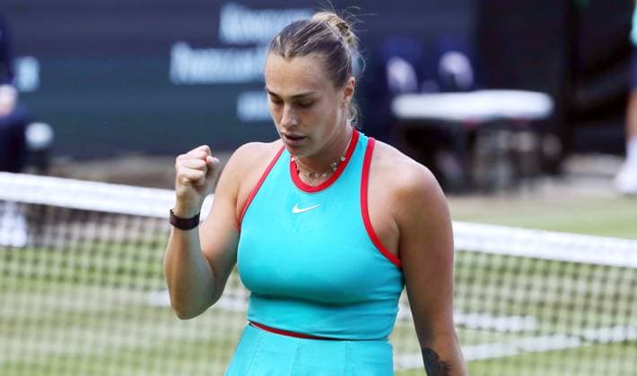 Aryna Sabalenka (BLR) jubelt im Steffi Graf Stadion HYLO Berlin Tennis Open Damen auf Rasen 19.06.2025
