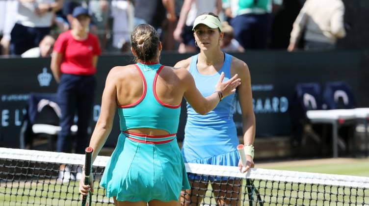 Aryna Sabalenka (BLR) gewinnt gegen Rebeka Masarova (SUI) im Steffi Graf Stadion HYLO Berlin Tennis Open Damen auf Rasen 19.06.2025