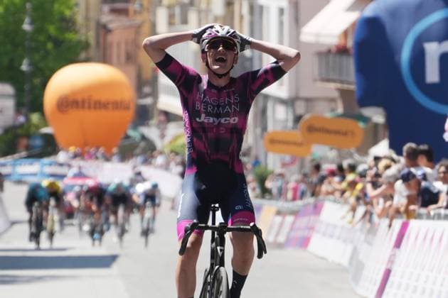 RAFFERTY Adam win the race during the stage 5 of the Giro Next Gen 2025, Fiorenzuola d™Arda (Pc) Gavi (Al) 153 km , Italy - Thursday , June 19, 2025. - cycling.  Copyright: xGianxMattiaxD Albertox LaPressex