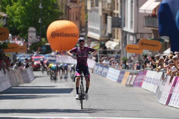 RAFFERTY Adam win the race during the stage 5 of the Giro Next Gen 2025, Fiorenzuola d™Arda (Pc) Gavi (Al) 153 km , Italy - Thursday , June 19, 2025. - cycling.  Copyright: xGianxMattiaxD Albertox LaPressex