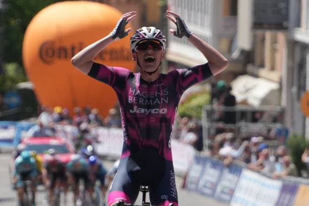 RAFFERTY Adam win the race during the stage 5 of the Giro Next Gen 2025, Fiorenzuola d™Arda (Pc) Gavi (Al) 153 km , Italy - Thursday , June 19, 2025. - cycling.  Copyright: xGianxMattiaxD Albertox LaPressex
