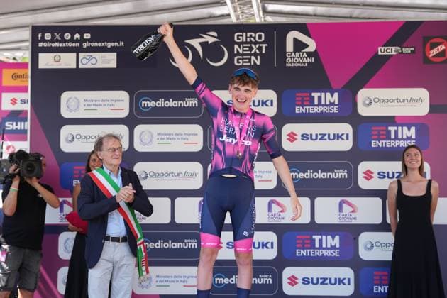 RAFFERTY Adam win the race during the stage 5 of the Giro Next Gen 2025, Fiorenzuola d™Arda (Pc) Gavi (Al) 153 km , Italy - Thursday , June 19, 2025. - cycling.  Copyright: xGianxMattiaxD Albertox LaPressex