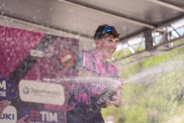 RAFFERTY Adam win the race during the stage 5 of the Giro Next Gen 2025, Fiorenzuola d™Arda (Pc) Gavi (Al) 153 km , Italy - Thursday , June 19, 2025. - cycling.  Copyright: xGianxMattiaxD Albertox LaPressex