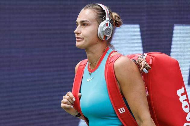 Tennis: WTA, Tennis Damen Tour, Einzel, Damen, Achtelfinale, Sabalenka (Belarus) - Masarova (Schweiz), Steffi-Graf-Stadion. Aryna Sabalenka (Belarus) betritt den Platz. Tennis: WTA-Tour