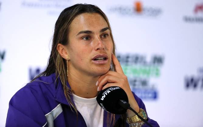Aryna Sabalenka (BLR) im Interview bei Pressekonferenz HYLO Berlin Tennis Open Damen auf Rasen 19.06.2025