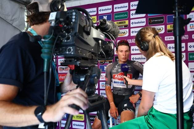 Belgian Jasper Philipsen of Alpecin-Deceuninck after winning the second stage of the Baloise Belgium Tour cycling race, 194,6 km from Beringen to Putte, Thursday 19 June 2025. The Baloise Belgium Tour takes place from 18 to 22 June. DAVIDxPINTENS  x127394079x