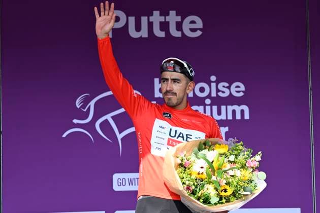 Baloise Belgium Tour 2025 Stage 2 PUTTE, BELGIUM - JUNE 19 : Molano Juan Sebastián (COL) of UAE Team Emirates - XRG during stage 2 of the 94th edition of Baloise Tour of Belgium an UCI ProSeries 2.Pro cycling road race stage for Men Elite of 194.6 km with start in Beringen and finish in Putte on June 19, 2025 in Putte, Belgium, 19 06 2025 ( Motordriver Guy De Vuyst - Putte Belgium  Copyright: xNicoxVereeckenx