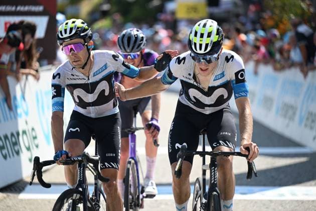 19-06-2025 Tour De Suisse; Tappa 05 La Punt - Santa Maria In Calanca; 2025, Movistar; Barta, William; Castrillo, Pablo; Santa Maria In Calanca; 