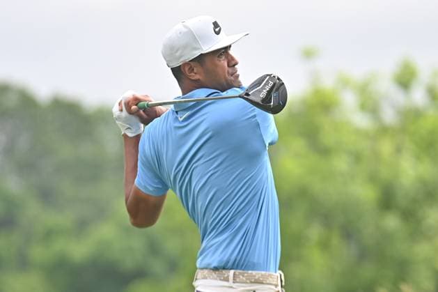 Thursday June 19, 2025: Tony Finau hits his tee shot on the third hole during the first round of the Travelers Golf Championship in Cromwell, Connecticut. CSM Cromwell USA - ZUMAc04_ 20250619_zma_c04_005 Copyright: xGregoryxVasilx