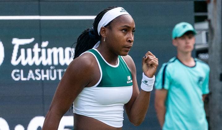 19.06.2025, WTA, Tennis Damen 500, Tennis, Damen, Berlin Tennis Open by Hylo 2025, Berlin, Einzel, Achtelfinale, Xinyu Wang (China) - Coco Gauff (USA) Coco Gauff (USA) jubelt. Berlin Steffi-Graf-Stadion Berlin Deutschland