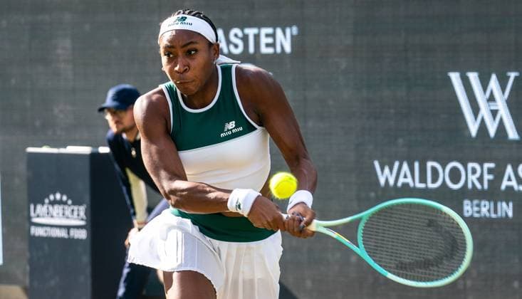 19.06.2025, WTA, Tennis Damen 500, Tennis, Damen, Berlin Tennis Open by Hylo 2025, Berlin, Einzel, Achtelfinale, Xinyu Wang (China) - Coco Gauff (USA) Coco Gauff (USA) Berlin Steffi-Graf-Stadion Berlin Deutschland