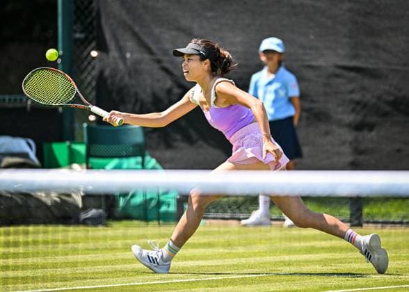 19th June 2025; Lexus Nottingham Tennis Centre, Nottingham, England; Lexus Nottingham Open, Day 4; Su-Wei Hsieh (TPE) hits a forehand in her first round match with her partner Shuai Zhang (CHN) against Cristina Bucsa (ESP) and Miyu Kato (JPN  ActionPlus12802710 GodfreyxPitt
