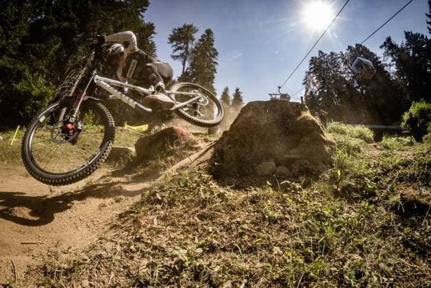 Whoop Mountainbike Downhill Worldcup Val di Sole VERGIER Loris COMMENCAL MUC-OFF BY RIDING ADDICTIONat Whoop Mountainbike Downhill Worldcup Val di Sole, 19.06.2025,in , Foto: Sebastian Sternemann