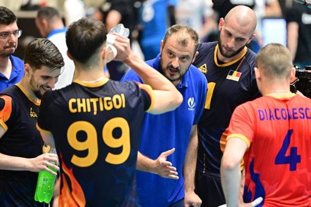 Coach of Romania Gianiss Athanasopoulos in action during the Men s volleyball European league game: Czechia vs Romania in Kutna Hora, Czech Republic, June 19, 2025. (CTKxPhoto JosefxVostarek) CTKPhotoP2025061907642  CTKPhotoP2025061907642