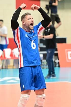 Czech Milan Monik in action during the Men s volleyball European league game: Czechia vs Romania in Kutna Hora, Czech Republic, June 19, 2025. (CTKxPhoto JosefxVostarek) CTKPhotoP2025061907664  CTKPhotoP2025061907664