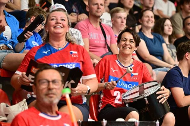 Czech fans in action during the Men s volleyball European league game: Czechia vs Romania in Kutna Hora, Czech Republic, June 19, 2025. (CTKxPhoto JosefxVostarek) CTKPhotoP2025061907699  CTKPhotoP2025061907699